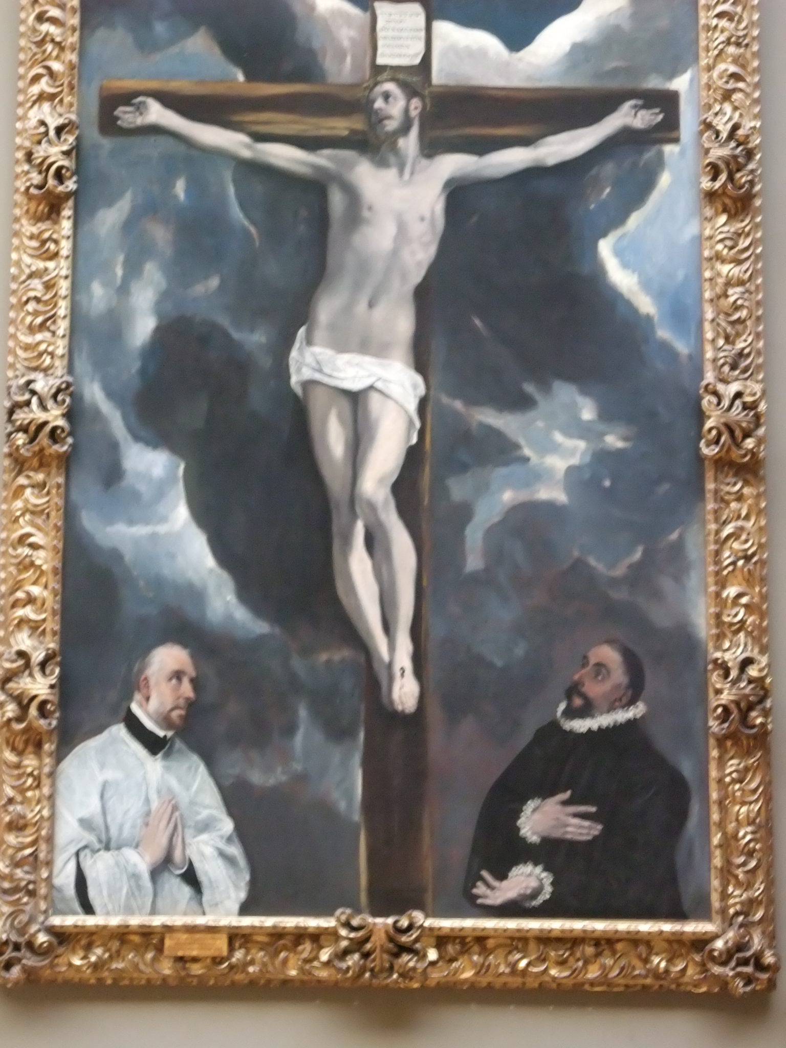 エルグレコ　キリストの磔刑と２人の寄進者