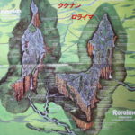 ロライマ山とクケナン・テプイ　ロライマ山とクケナン・テプイの鳥瞰図、ベネヅエラ側からは手前の絶壁が見える