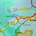 ペリト・モレノＭＡＰ　カラファテからモレノ氷河まで１時間半、アルゼンチン湖沿いを走る