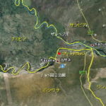 チョベ国立公園　ボートサファリ　グーグル地図、カズングラの辺りでジンバブエ、ザンビア、ボツワナ、ナミビアが接している