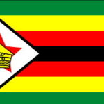 ジンバブエ国旗　緑は農業、黄は富、赤は独立戦争、黒は黒人国家を表わす