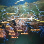 飛行ルート　シベリアルートから北京付近からモンゴルを経て中東に向かうルートに変って速くなっている