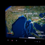 フライトマップ　インドシナ半島を横切り、タイの上空からインド洋を横切ってスリランカに向かう