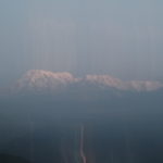 アンナプルナ山群（サランコットの丘）　夜明け前のアンナプルナサウス、真ん中の窪みのすぐ左にアンナプルナⅠが重なっている