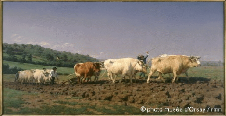 オルセー美術館　ローザ・ボヌールの「ニヴェルネ地方の耕作、初の鍬入れ」。オルセー美術館のＷＥＢサイトより