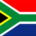 南アフリカ国旗　Yは人種、民族が協調して前進、赤は独立戦争、白黒は黒人と白人、緑青は農業や鉱業を表わす