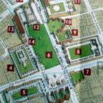 ポンペイ、フォロ周辺図　⑥フォロ⑫ジュピター神殿④アポロ神殿 ⑤バジリカ⑦官庁⑧エウマキア⑪市場