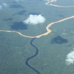 ジャングルを蛇行する川　濁った川は上流に鉱山があるため