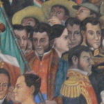 ディエゴ・リベラの壁画　階段正面の壁画の拡大、イダルゴとイトゥルビが描かれている