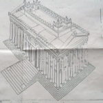 ベル神殿　ガイドさんが示した本殿の立体図、列柱回廊の柱頭のアカンサスは金で装飾されていた