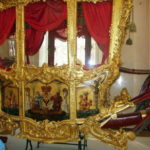 展示ホール 大馬車、エカテリーナ２世はこの馬車 に乗ってウスペンスキー寺院の戴冠式 に訪れた。
