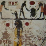 ラムセス９世の墓　地の書の場面、糞ころがしは太陽の再生を意味している