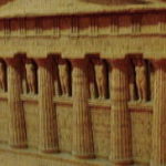 州立考古学博物館　ゼウス神殿模型　神殿に取り付けられたテラモーネの様子が分かる