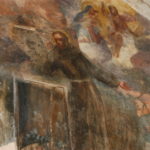 フランシスコ会修道院　回廊の壁のフレスコ画、聖フランシスコは病を治したことでも知られているので、そのような様子が描かれいる？