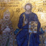 イスタブール、アヤ・ソフィア　 ホーム 南ギャラリー奥、キリストとコンスタンティヌス９世、皇后ゾエ