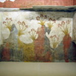 壁画　 ホーム ゆりの花が咲き、ツバメが飛び交う春の様子が描かれている、テラ出土、紀元前１６世紀