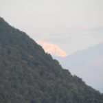 アンナプルナ山群（サランコットの丘）　山の斜面にダウラギリが顔を覗かせている