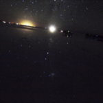 ウユニ塩湖に映る星空　塩湖に映る星空